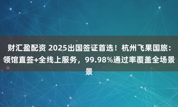 财汇盈配资 2025出国签证首选！杭州飞果国旅：领馆直签+全线上服务，99.98%通过率覆盖全场景